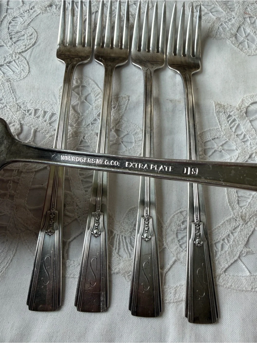 Revelation 1938 International Silver silver plate grille forks art deco flatware